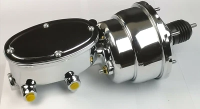 7" Dual Diaphragm Chrome Brake Booster  & CHROME Oval Master Cylinder - Image 1 of 2