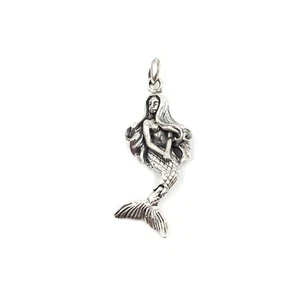 Sirena argento figura argento 925 gioiello 3,8 cm charm ciondolo mare vergine - Foto 1 di 12