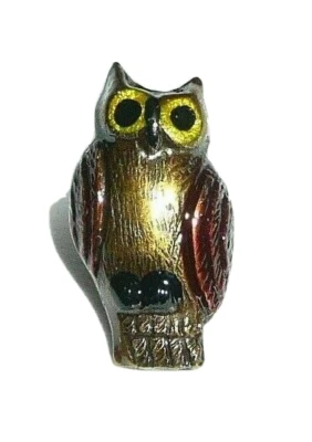 Adorable Little Owl Bird Metal Shank Button 5/16" x 1/2" Owl Button - Image 1 of 3