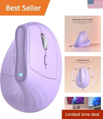 Vertical Bluetooth Mouse with 5 DPI Settings & Long Battery Life - Modern Purple - Image 1 of 4