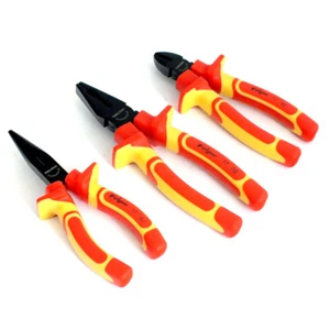 Juego de 3 alicates Vde profesionales para electricistas cortadores de alambre de agarre totalmente aislados - Imagen 1 de 5