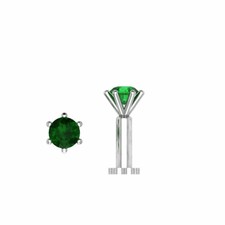 Stud Nose Pin 14k White Gold Over 0.10Ct Round Cut Green Emerald Solitaire Screw