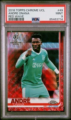 2018 Topps Chrome UEFA Champions League #49 Andre Onana Red Wave PSA 9 /10 POP 1 - Image 1 of 2