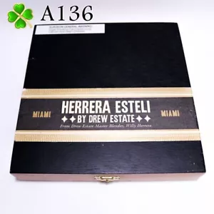 Herrera Esteli Lonsdale Deluxe Miami Wood Cigar Box 7.25" x 7.75" x 1.25" A136 - Picture 1 of 6