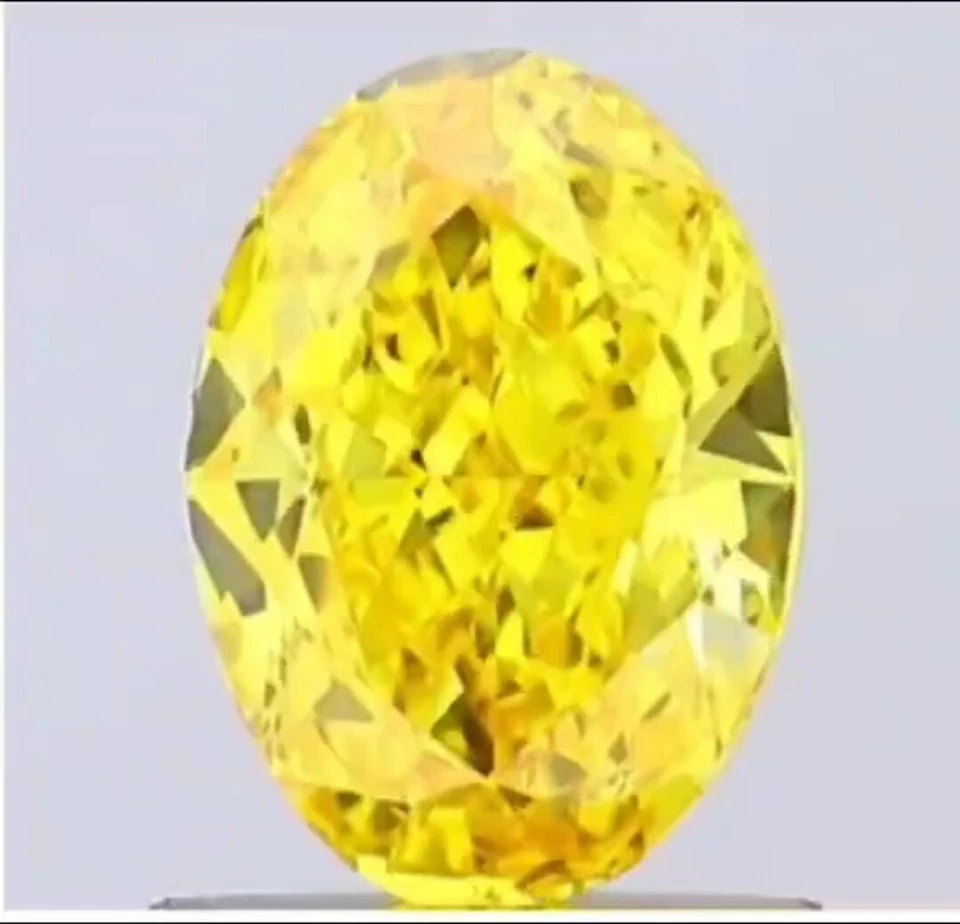 Lab Grown Diamond IGI Certified OVAL Cut HPHT 1.00ct FANCY VIVID YELLOW VVS2 - Image 1 of 4