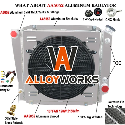 Relé de ventilador de cobertura de radiador de 4 fileiras para 1966-1977 1972 Ford Early Bronco 302 5.0L V8 - Imagem 1 de 4