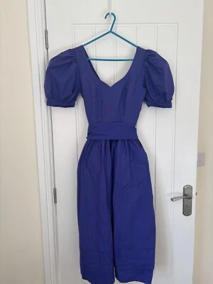 Vestido Vintage Laura Ashley Cottagecore Midi Azul Rosa Floral Foto 1 de 4