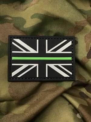 UUKEN Thin Green Line Union Jack Flag PVC Morale Patch