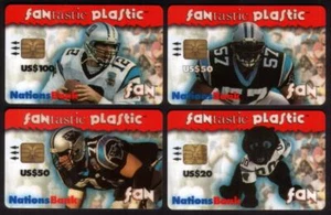 $20,50,50,100. Juego de 4 cartas bancarias FanCash: Carolina Panthers 1996 rompecabezas - Imagen 1 de 2