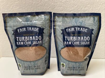 2 Pack New Trader Joe’s TURBINADO Raw Cane Sugar Fair Trade 24 oz Vegan Each - Image 1 of 4