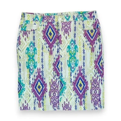 Saia jeans vintage Jones New York Madison botão padrão abstrato tamanho 12 Y2K - Imagem 1 de 4