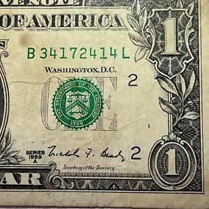 B L Web Press Note Plate 1 and 1 Rare Single Production One Dollar Bill - Picture 1 of 4