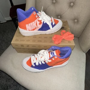 Nike Outbreak High Sneakers Women Shoes Bright Coral/White-Persian Blue Violet 9 - Picture 1 of 9