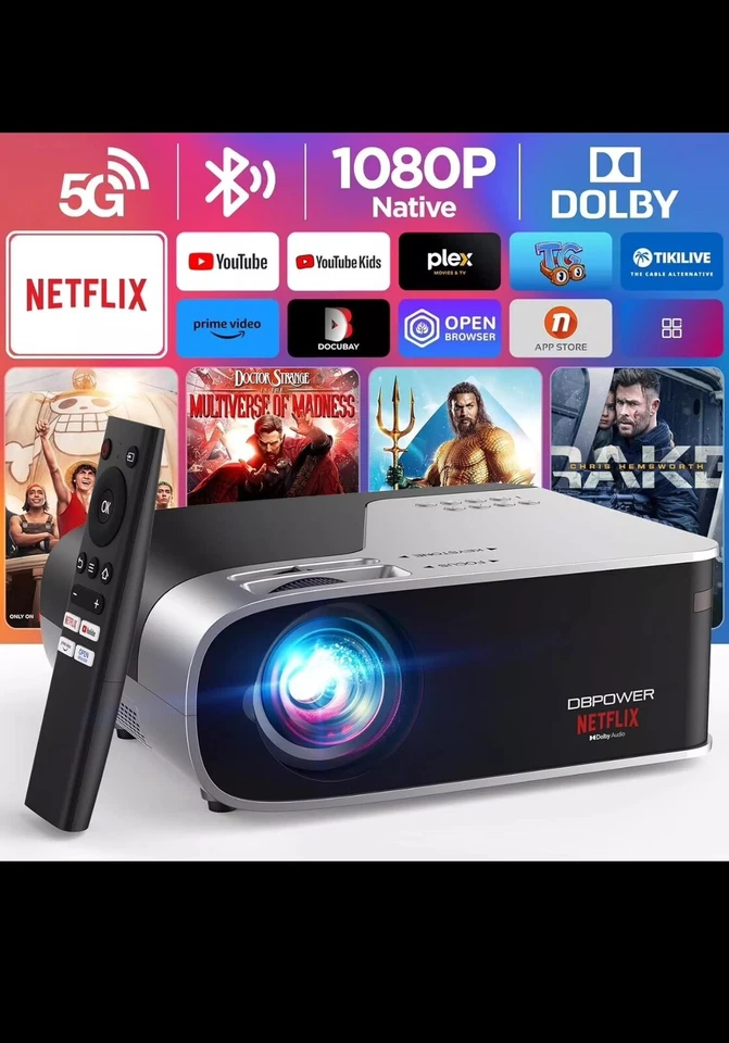 Projector 5G WiFi Bluetooth Netflix Officially-Licensed Native 1080p Dolby Audio - Image 1 of 1