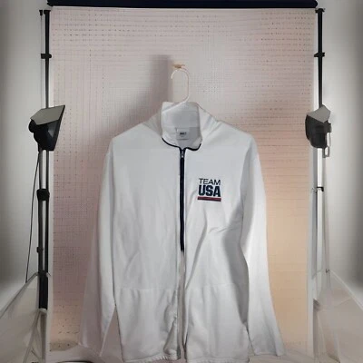 Chaqueta de entrenamiento Team USA Olympics para mujer cremallera completa blanca talla L Foto 1 de 4