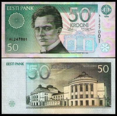 Estonia 50 KROONI P-78A 1994 Pre Euro OPERA Composer UNC Estonian NOTE Ex-USSR - Image 1 of 3
