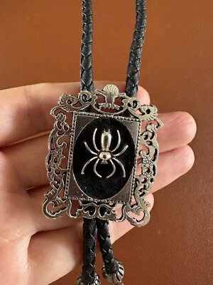 Corbata bolo araña de metal vintage para hombre collar de boda corbata vaquero occidental PU Foto 1 de 4