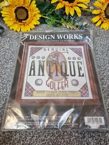 NEW Antique Golfer Counted Cross Stitch Kit 14" Design Works Count No 9034 - Picture 1 of 4