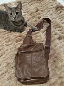 Buxton Crossbody Brown Genuine Leather Purse Organizer Women Unisex - Picture 1 of 15