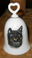 Signed Chatillon fine porcelaine cat bell Artist Derick Bown Ships Free