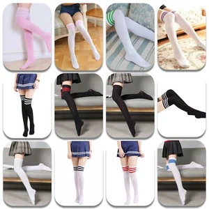 Calcetines por encima de la rodilla medias collage estilo liso colores cintura angulada patinador - Imagen 1 de 22