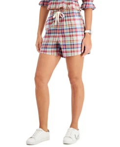 Pantalones cortos Tommy Hilfiger de algodón a cuadros preppy para mujer - Imagen 1 de 8