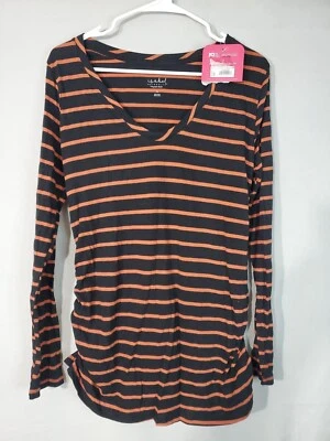 ISABEL Maternity T-shirt Women's Size Medium Long Sleeve Ruched Sides  - Image 1 of 4
