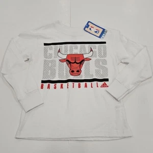 NWT Chicago Bulls White Adidas Long Sleeve T-Shirt Youth Medium 5/6 New W/Tags - Picture 1 of 6
