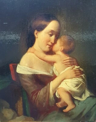 PEQUEÑO RETRATO RELIGIOSO ANTIGUO AL ÓLEO SOBRE PANEL DE MADERA  Foto 1 de 4