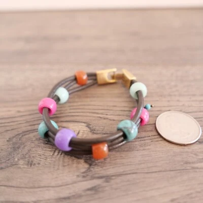 Lucky Brand многослойный цветной бусина кожаный браслет!!! - Изображение 1 из 2