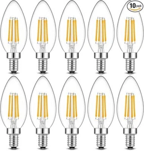 Dimmable 10Pack E12 LED Light Bulb C35 Daylight White 5000K 4W Chandelier Bulbs - Picture 1 of 16