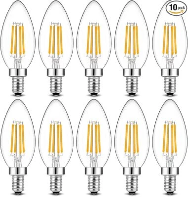 10Pack E12 LED Light Bulb C35 Warm White 2700K 4W Chandelier Bulbs Not-Dimmable - Image 1 of 4