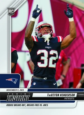 2025-26 Panini Instant NFL #212 TreVeyon Henderson New England Patriots PRESALE - Image 1 of 2