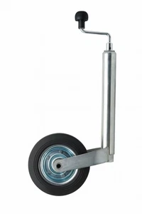 Stützrad D48 150kg Vollgummi Drucklager Anhängerstützrad Kurbel Spindel Metallra - Bild 1 von 7