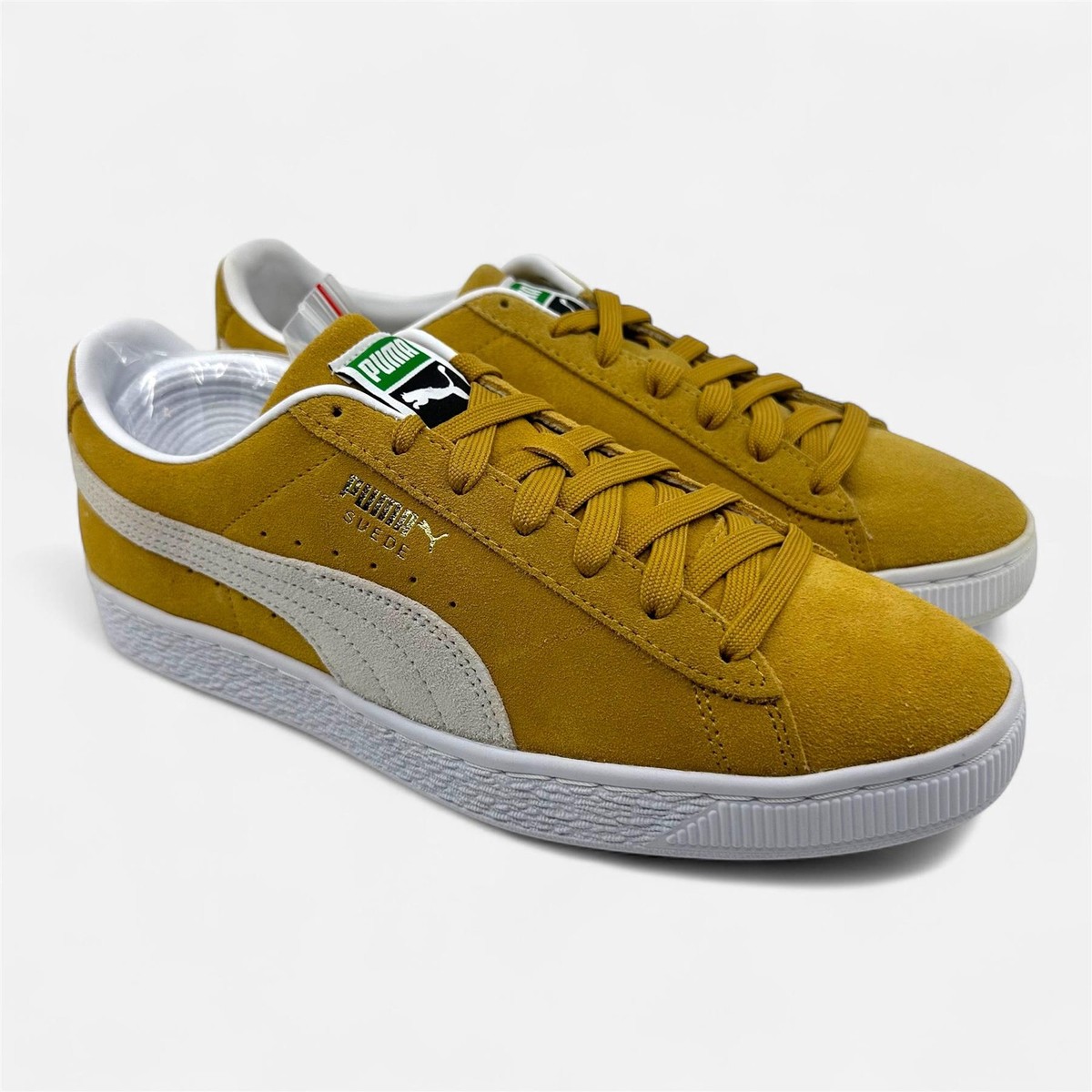 PUMA Suede Classic XXI Honey Mustard White Mens Size 9.5