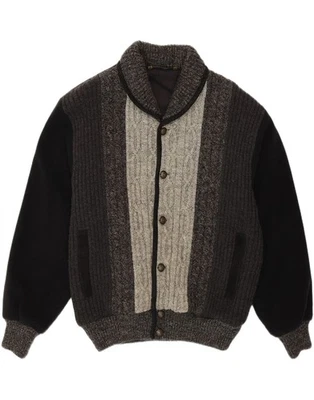 Chaqueta de bombardero tejida CANDA para hombre UK 38 gris medio bloque de color acrílico V201 Foto 1 de 3