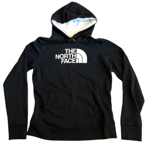 The North Face Hoodie Womens Small Navy Kangaroo Pocket Spellout Fleece Lined - Picture 1 of 12