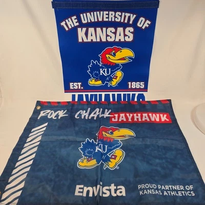 University of Kansas Jayhawks Banner Flag Lot KU Rock Chalk NCAA WinCraft - Image 1 of 4