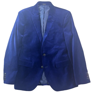 J Ferrar 40S navy blue Velvet Blazer jacket sport suit coat evening formal slim - Image 1 of 4