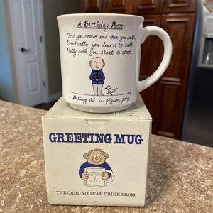 Vintage Recyclingpapier Prod. by Dale Geburtstag Gedicht Tasse "Alt werden ist Taubenkacke" - Bild 1 von 21