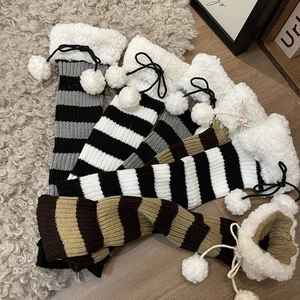 Knitted Lamb Y2K Leg Warmer Stripe Knee High Leg Socks  for Women Girls - Picture 1 of 8