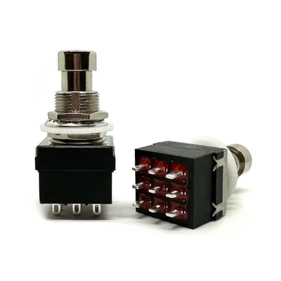 Gitarrenpedal Stomp 3PDT Fußschalter EIN-EIN True Bypass 9 Pin einrastend schwarz Werkzeuge - Bild 1 von 4