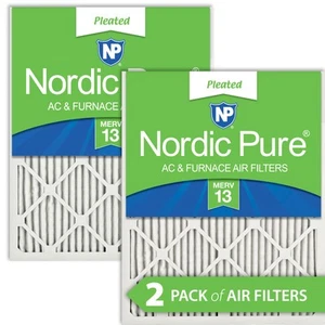 14x25x1 (13_1/2x24_1/2) Pleated MERV 13 Air Filters 2 Pack - Picture 1 of 7