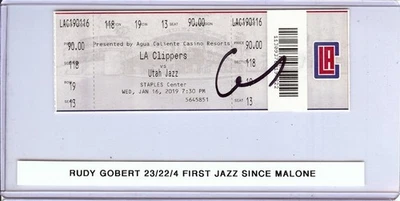 Boleto autografiado firmado por Rudy Gobert Jazz doble doble JSA AX25484 Foto 1 de 3