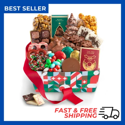 Cesta de regalo de felicidad de chocolate de Navidad - Surtido de golosinas navideñas hechas a mano - Regalo Foto 1 de 4