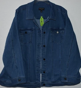 Susan Graver Jean Jacket 4X Button Front Contrast Collar Cuffs Pockets NEW w/tag - Picture 1 of 24