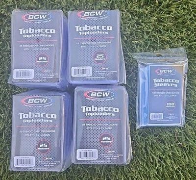 (100 cada uno) BCW Tobacco Toploaders + fundas tamaño para mini tarjetas, T206, A&G nuevo Foto 1 de 3