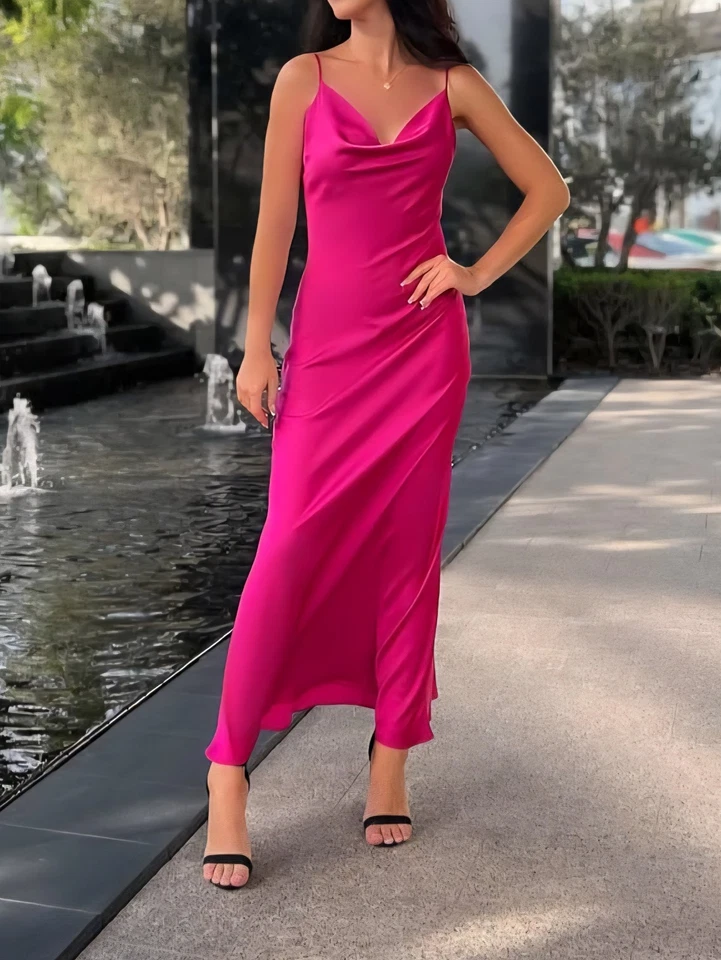 Шелковое коктейльное платье фуксия цвет размер 4-6 резинке покроя - Изображение 1 из 4