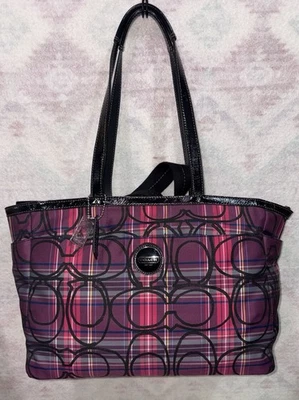 Bolso de Mano Coach Tartán Glamour XL a Cuadros F15464 Bolsa de Pañales Multifunción Foto 1 de 4
