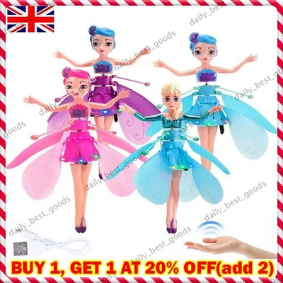Flying Fairy Princess Dolls Magic Wing Infrared Induction Control Kids Toy Gifts - Image 1 of 4